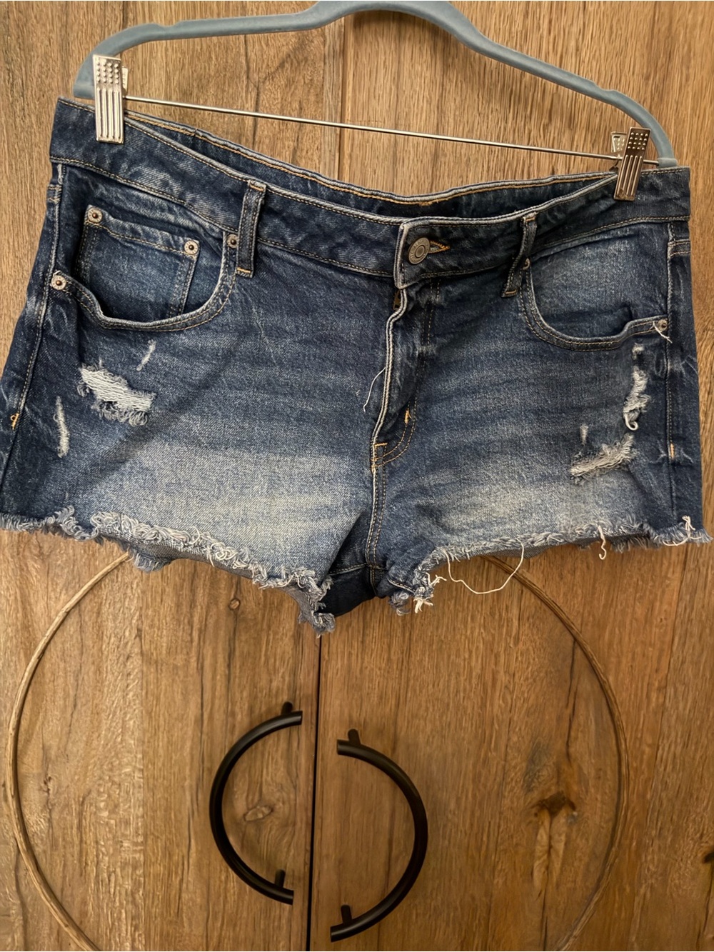 Aeropostale Distressed Dark Blue Denim Cutoff Shorts